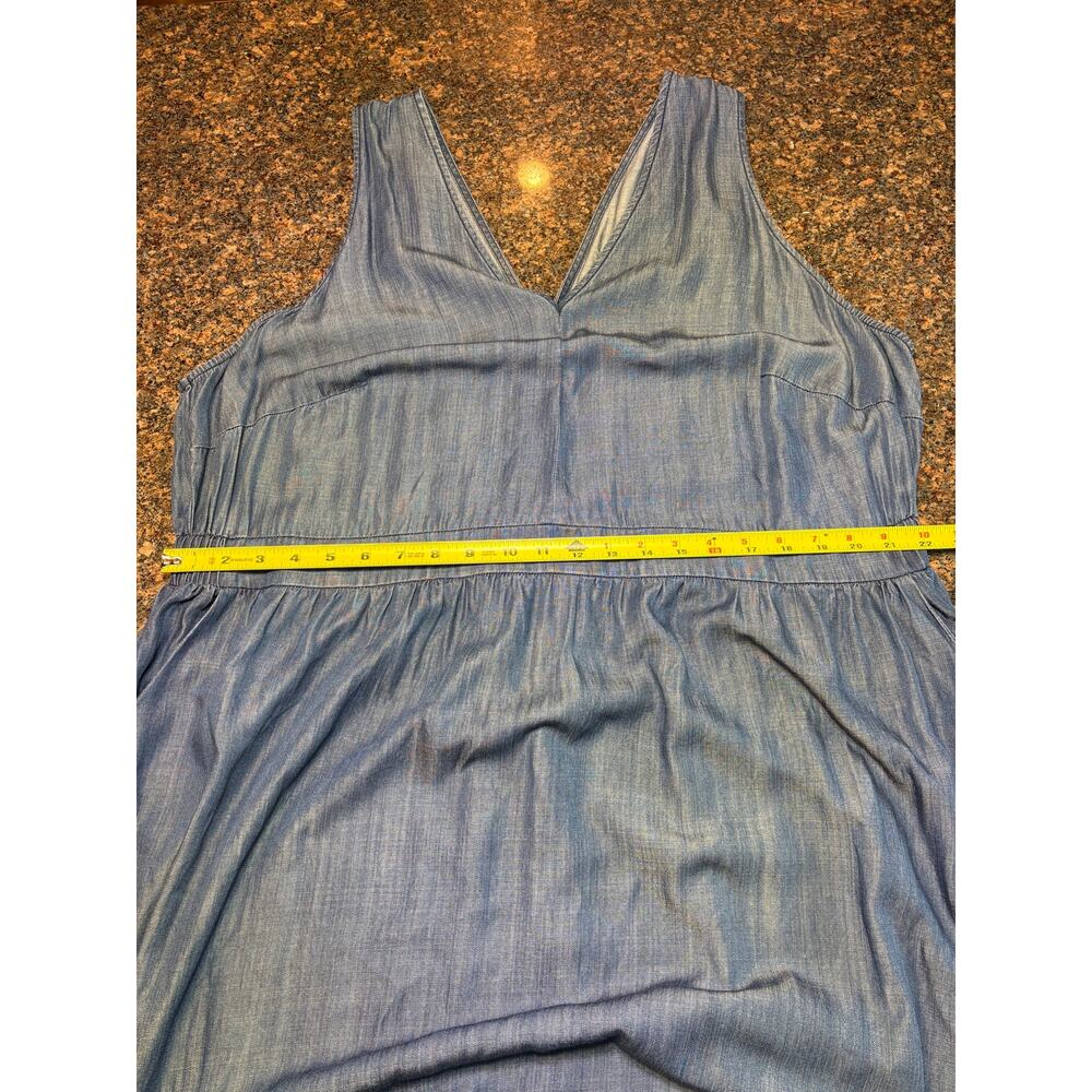 Standards & Practices Plus Size V-Neck A-Line Tencel Denim Maxi Dress Size 2X - Picture 11 of 16